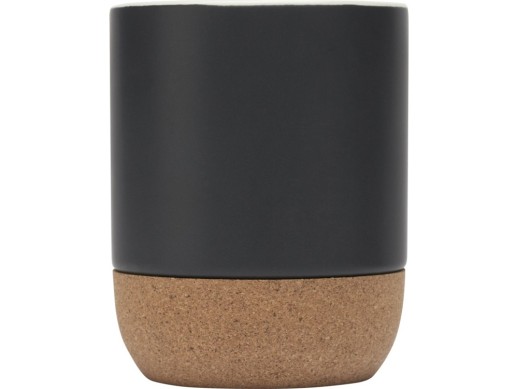 Billie керамическая кружка объемом 300 мл с пробковыми деталями и матовой отделкой, сплошной черный