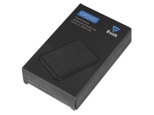 Портативное зарядное устройствоGrind, 5000 mAh, черный с нанесением логотипа с нанесением логотипа