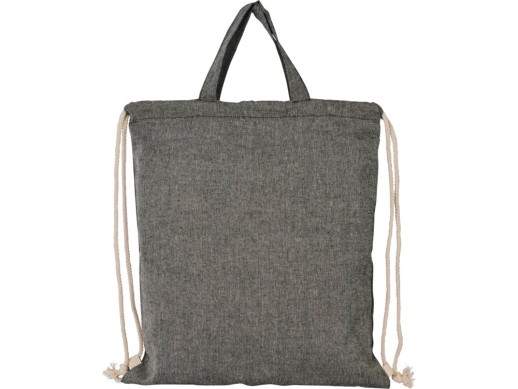 Рюкзак со шнурком Pheebs из 150 г/м2 переработанного хлопка, черный меланж
