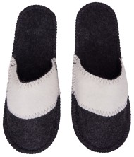 Тапочки белые/серые с отворотом без вышивки