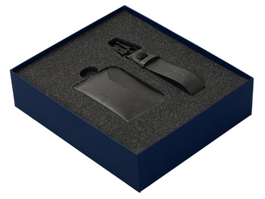 Подарочный набор Long River: картхолдер, ремешок для ключей, синяя коробка