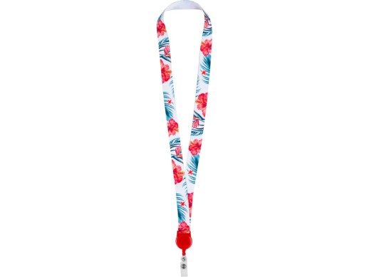 Ланъярд 2 см с ретрактором, красный