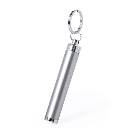 Брелок BIMOX с фонариком, серый, пластик, L=8,5 см, D=1.4 см 345834/47 с нанесением логотипа с нанесением логотипа