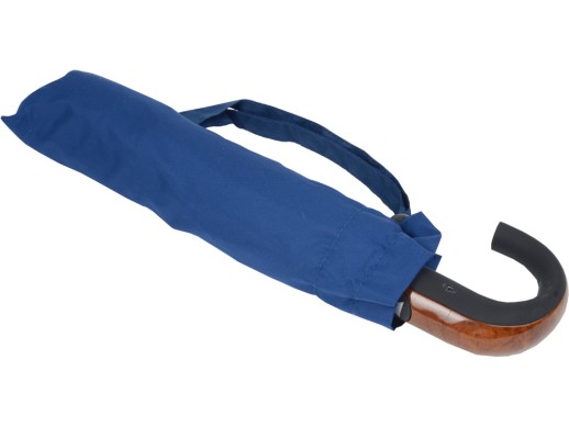 Складной зонт полуавтоматический, синий с нанесением логотипа с нанесением логотипа