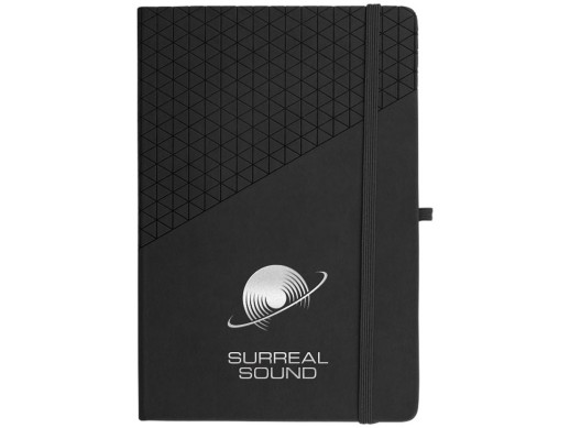 Блокнот А5 Theta, черный с нанесением логотипа с нанесением логотипа