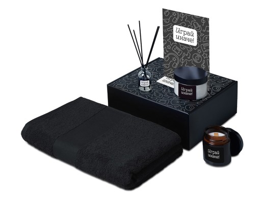 Подарочный набор Re:y. Care с полотенцем, солью для ванны и диффузором с нанесением логотипа с нанесением логотипа