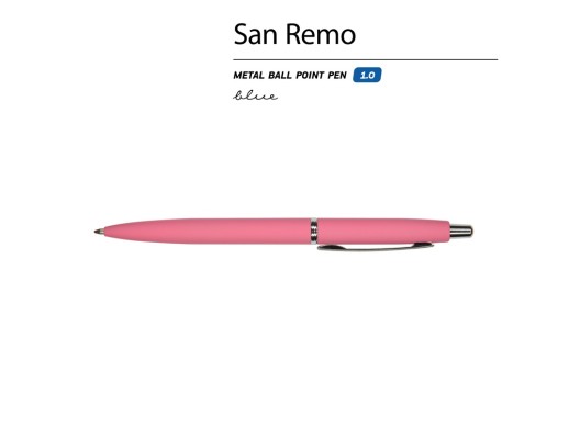 Ручка металлическая шариковая San Remo, софт-тач, 1.0 мм, коралловый