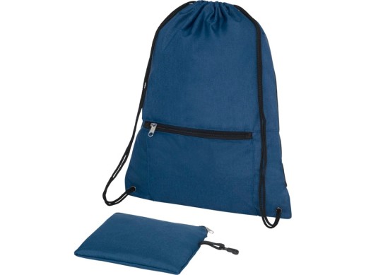 Складной рюкзак со шнурком Hoss, heather navy с логотипом с логотипом