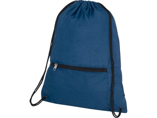 Складной рюкзак со шнурком Hoss, heather navy с логотипом с логотипом