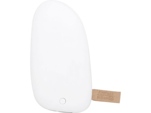 Внешний аккумулятор в форме камня Stone, 5200 mAh, белый с нанесением логотипа с нанесением логотипа