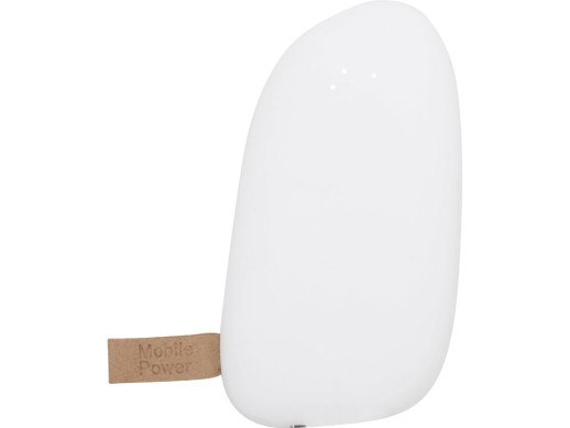 Внешний аккумулятор в форме камня Stone, 5200 mAh, белый с нанесением логотипа с нанесением логотипа