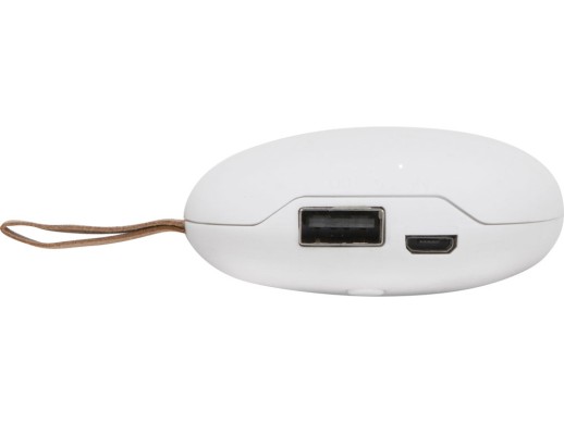 Внешний аккумулятор в форме камня Stone, 5200 mAh, белый с нанесением логотипа с нанесением логотипа