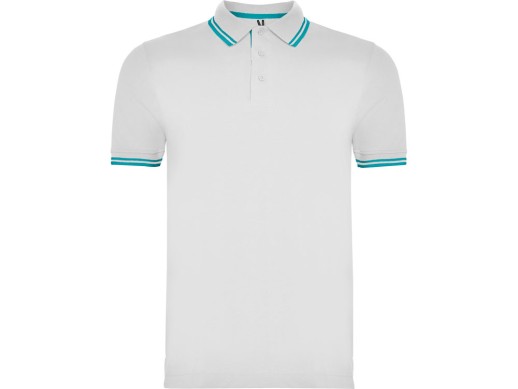 Рубашка поло Montreal мужская, белый/бирюзовый