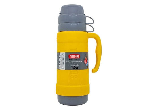 Термос со стеклянной колбой тм THERMOS PICNIC 40 Series Yellow 1,0L с нанесением логотипа с нанесением логотипа