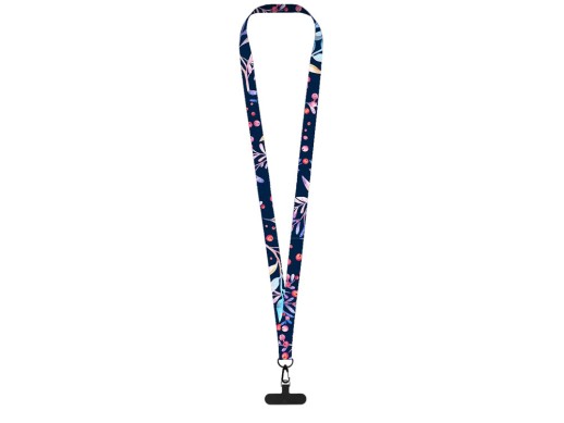 Ланъярд 2 см под сублимацию с трендовым карабином и узким держателем для телефона из ПЭ, черный