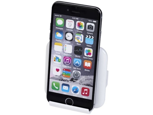 Беспроводная зарядка-подставка для смартфона Catena, белый с нанесением логотипа с нанесением логотипа