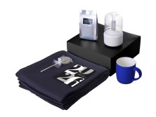 Подарочный набор с пледом, увлажнителем и кружкой, синий