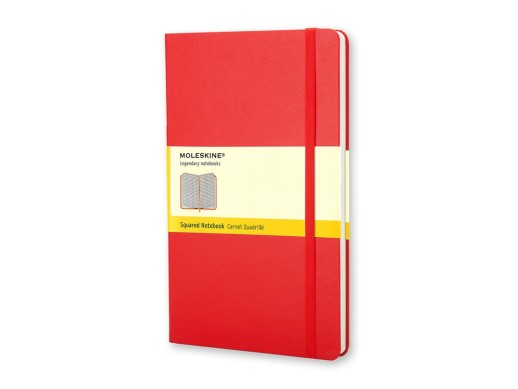 Записная книжка Moleskine Classic (в клетку) в твердой обложке, Large (13х21см), красный с нанесением логотипа с нанесением логотипа