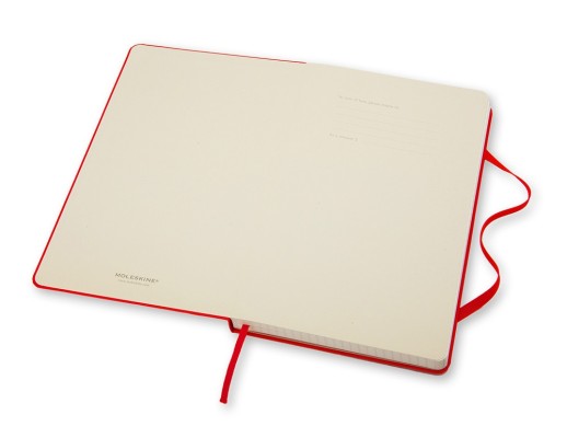 Записная книжка Moleskine Classic (в клетку) в твердой обложке, Large (13х21см), красный с нанесением логотипа с нанесением логотипа