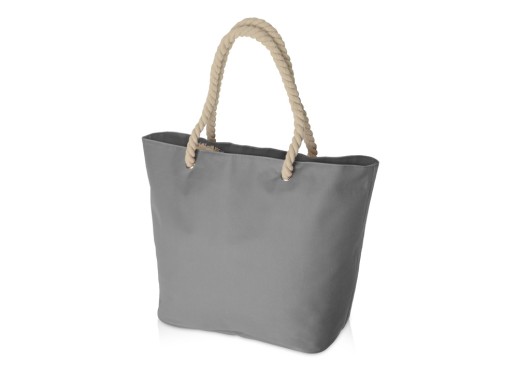 Сумка Seaside для шопинга и пляжа с широким дном, серый с нанесением логотипа с нанесением логотипа