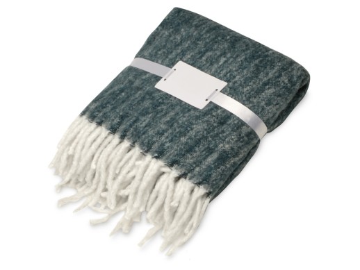 Плед Warmy с шерстью, темно-синий с нанесением логотипа с нанесением логотипа