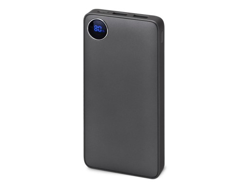 Внешний аккумулятор с дисплеем Mild, 10 000 mAh, темно-серый с логотипом с логотипом