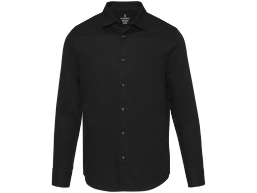 Citrine мужская рубашка из твила - сплошной черный с нанесением логотипа с нанесением логотипа