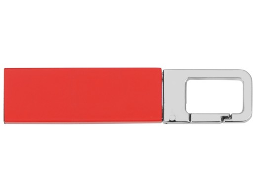 Флеш-карта USB 2.0 16 Gb с карабином Hook, красный/серебристый