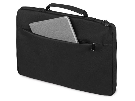 Сумка для ноутбука 13'' Flank с боковой молнией, черный с нанесением логотипа с нанесением логотипа