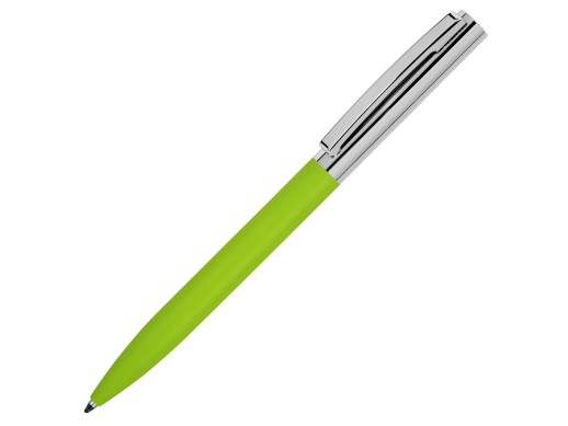 Ручка металлическая soft-touch шариковая Tally с зеркальным слоем, серебристый/зеленый с нанесением логотипа с нанесением логотипа