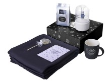 Подарочный набор с пледом, увлажнителем и кружкой, черный