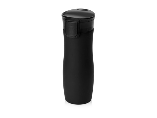 Вакуумная термокружка с кнопкой Streamline, Waterline, soft-touch, черный с нанесением логотипа с нанесением логотипа