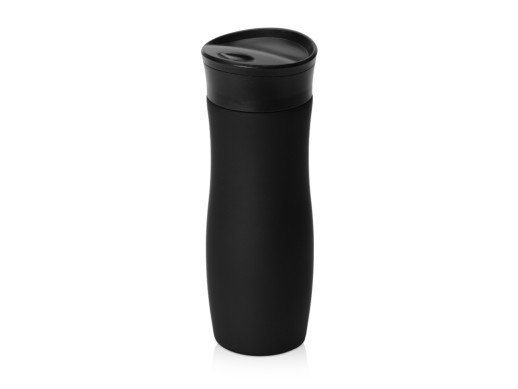 Вакуумная термокружка с кнопкой Streamline, Waterline, soft-touch, черный с нанесением логотипа с нанесением логотипа