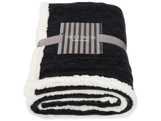 Плед из шерпы Sam, черный с нанесением логотипа с нанесением логотипа