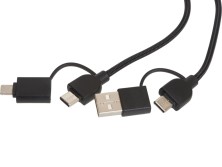 Универсальный зарядный кабель из переработанных ПЭТ и ТПЕ Acalypha, быстрая зарядка 25 Вт, черный