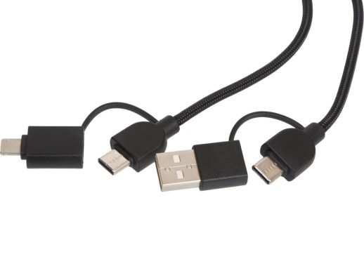 Универсальный зарядный кабель из переработанных ПЭТ и ТПЕ Acalypha, быстрая зарядка 25 Вт, черный