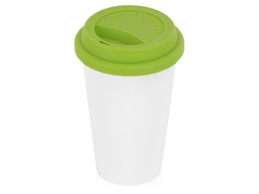 Кружка с силиконовой крышкой Нью-Йорк 300мл, зеленый с нанесением логотипа с нанесением логотипа