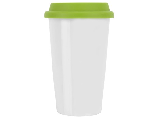 Кружка с силиконовой крышкой Нью-Йорк 300мл, зеленый с нанесением логотипа с нанесением логотипа