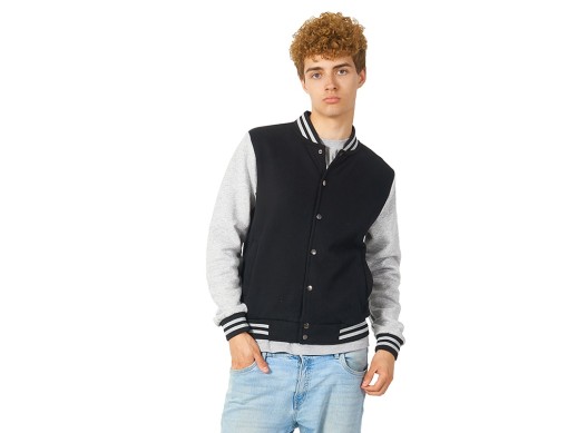 Бомбер Oxford, черный/серый меланж, унисекс с нанесением логотипа с нанесением логотипа