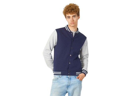 Бомбер Oxford, темно-синий/серый меланж, унисекс с нанесением логотипа с нанесением логотипа