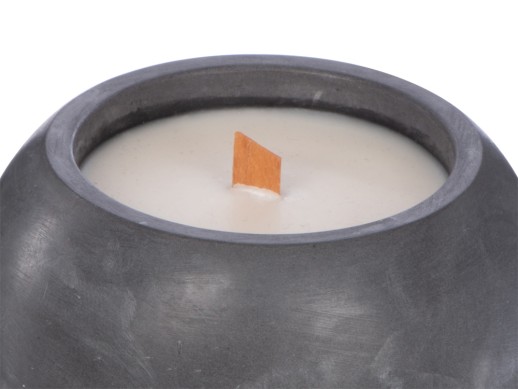 Круглая свечка в бетоне, фитиль дерево, oud wood