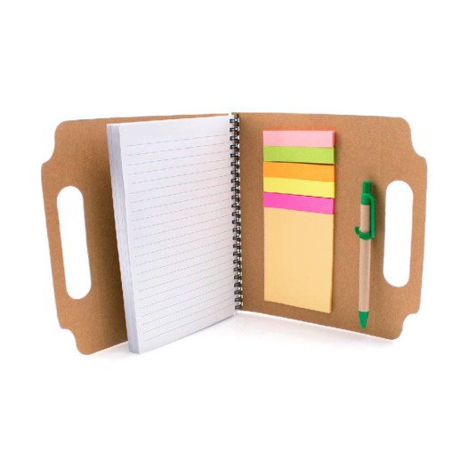 Блокнот с ручкой MAKRON, рециклированный картон   344237