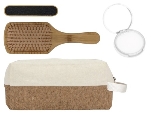 Подарочный набор с пилкой, бальзамом и расческой, белый с нанесением логотипа с нанесением логотипа