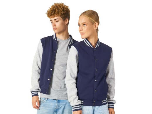 Бомбер Oxford, темно-синий/серый меланж, унисекс с нанесением логотипа с нанесением логотипа