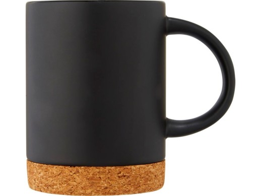 Neiva Керамическая кружка объемом 425 мл с пробковым основанием, черный с нанесением логотипа с нанесением логотипа