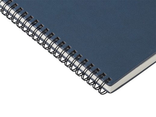 Блокнот А5 Dante из искусственной кожи на спирали, темно-синий с нанесением логотипа с нанесением логотипа
