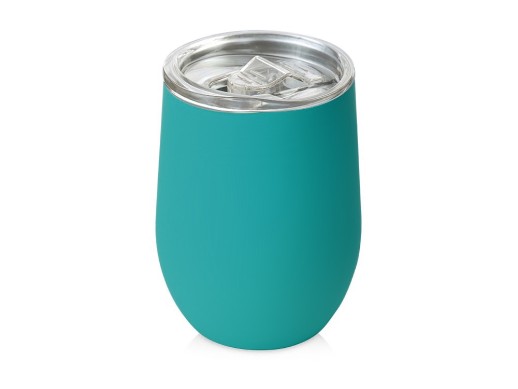 Термокружка Sense Gum, soft-touch, непротекаемая крышка, 370мл, бирюзовый 320C с нанесением логотипа с нанесением логотипа