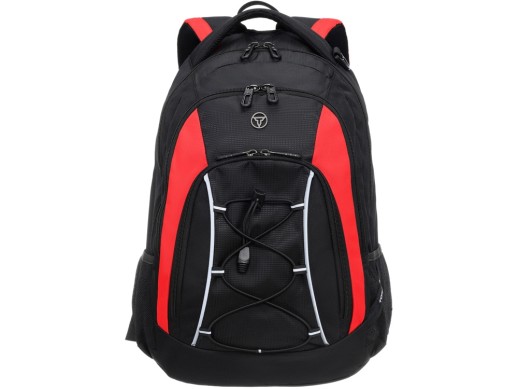 Рюкзак TORBER РАКЕТА с отделением для ноутбука 15, черный/красный, полиэстер, 33х19х45 см, 28 л с нанесением логотипа с нанесением логотипа