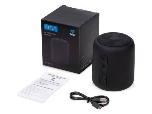 Портативная колонка TWS Steep, черный с нанесением логотипа с нанесением логотипа