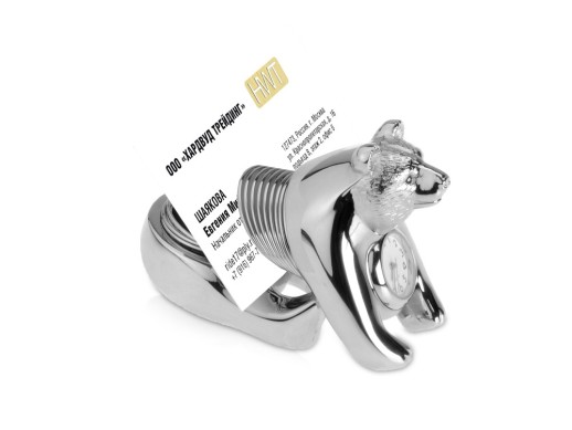 Часы Медведь, серебристый